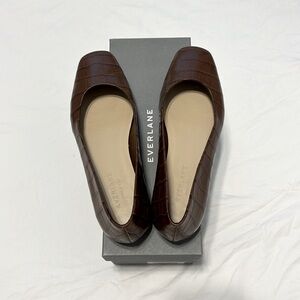 Everlane The 90s Flat in Brown Crocodile